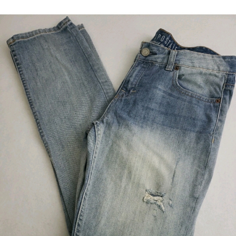 Aeropostale Sz 6 Boyfriend Real Original Denim Distressed Wash waist 32 Comfy - Picture 8 of 10